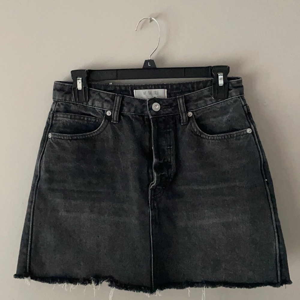 Free People Black Denim Skirt